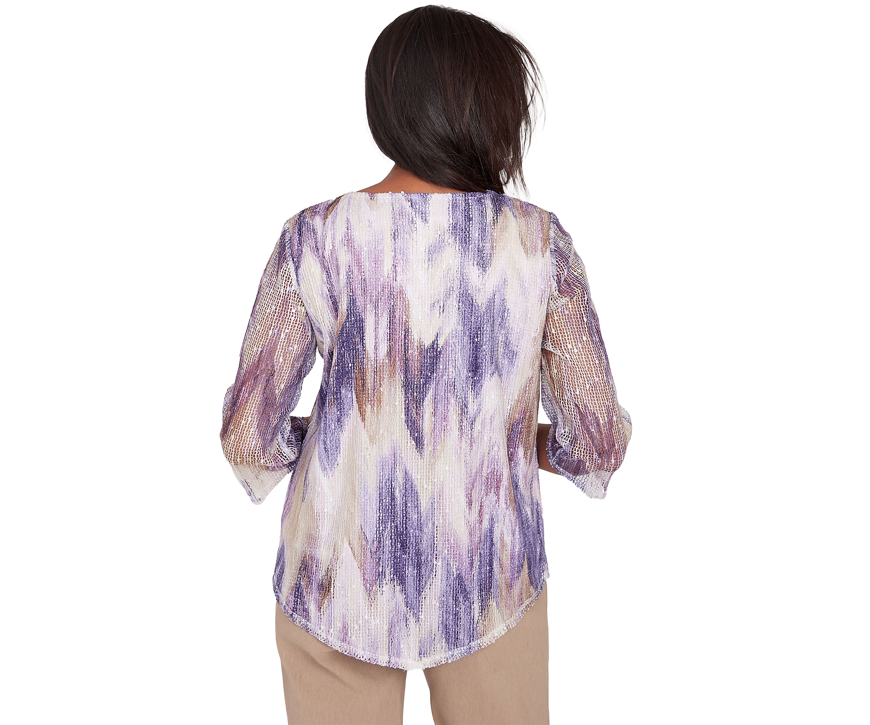 Petite Charm School Texture Chevron Popcorn Knit Blouse