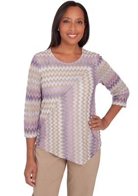 Petite Charm School Spliced Zig Zag Stripe Top