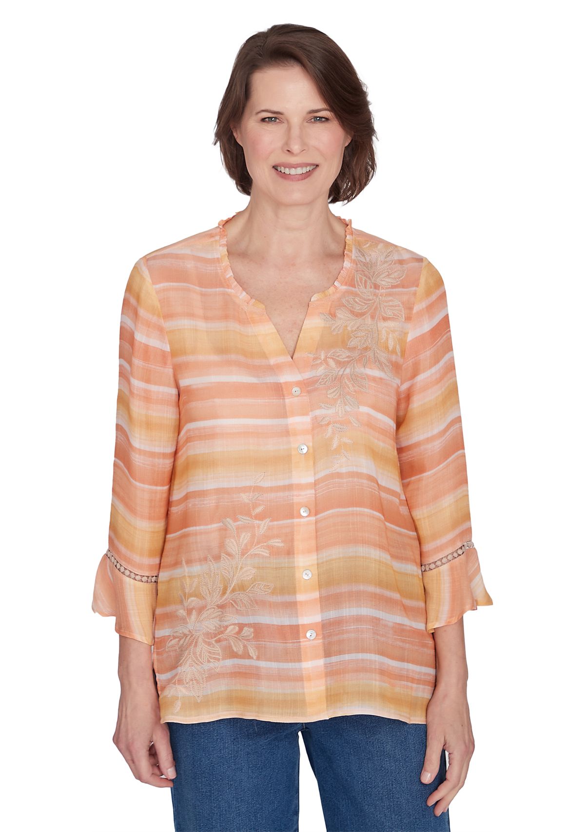 Womens Scottsdale Embroidered Stripe Top