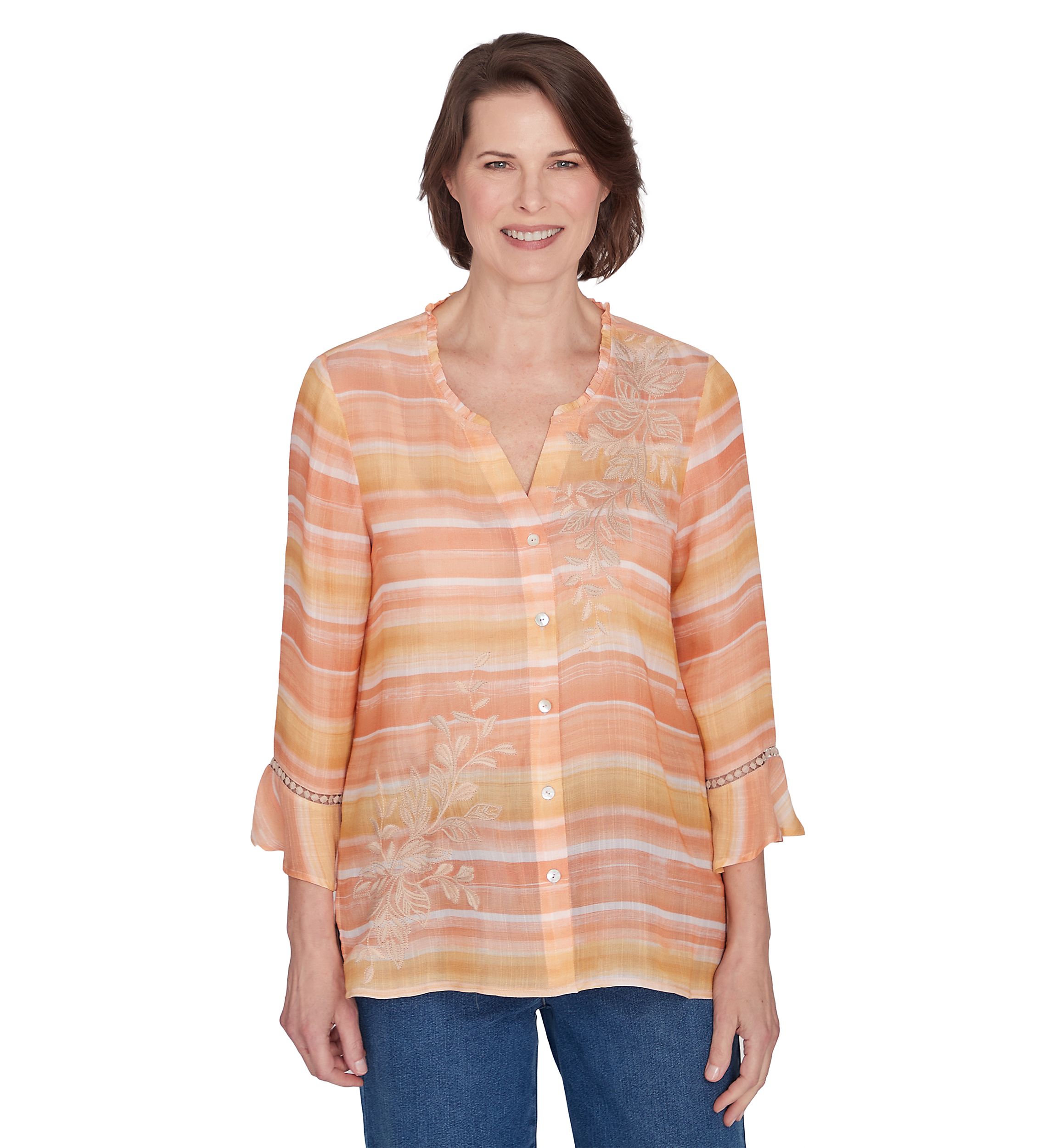 Womens Scottsdale Embroidered Stripe Top