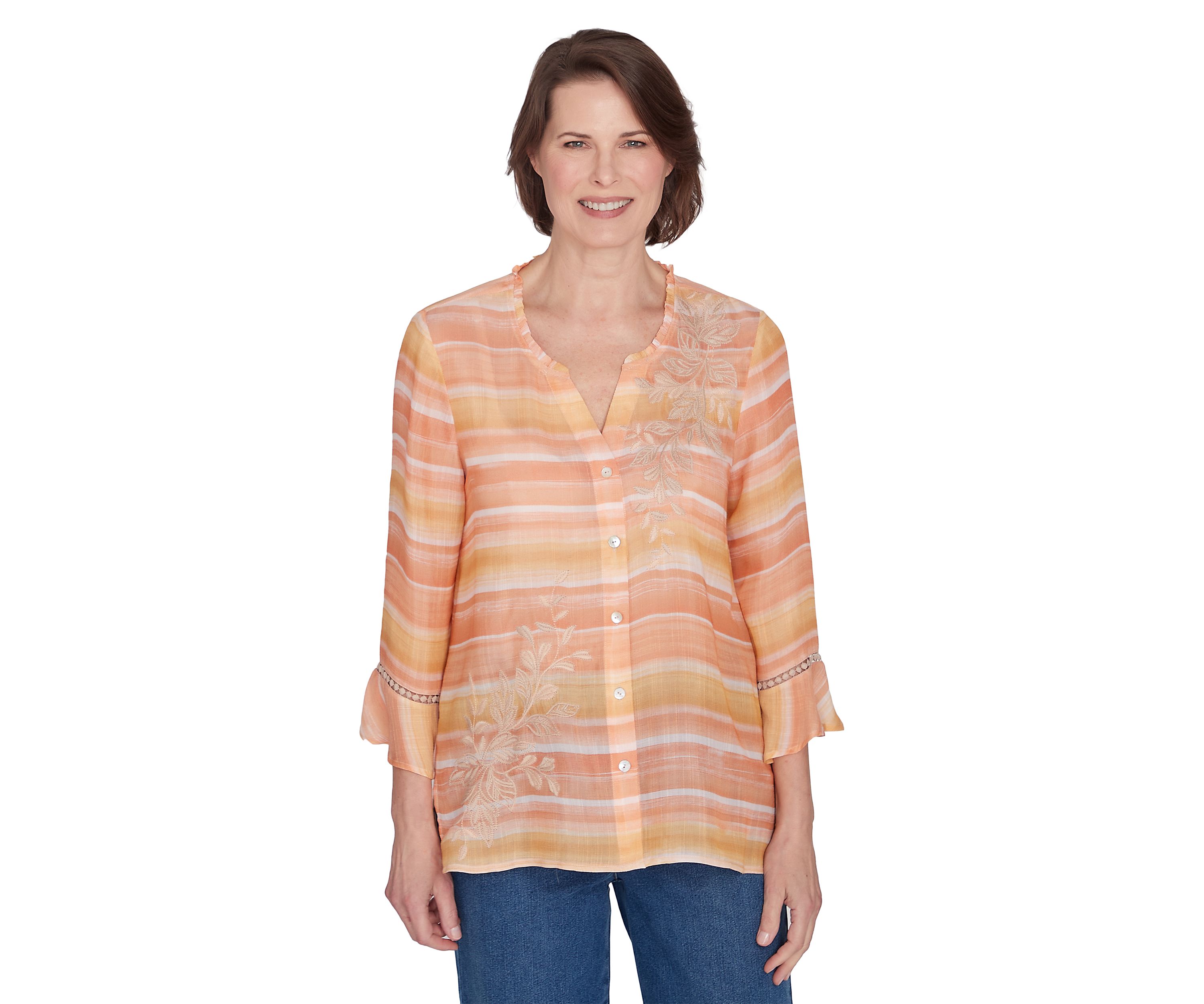 Womens Scottsdale Embroidered Stripe Top