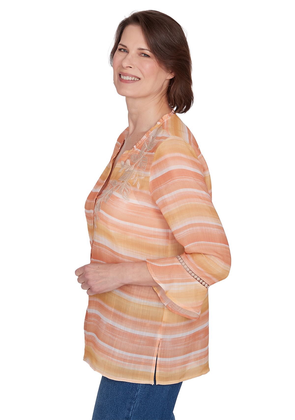 Womens Scottsdale Embroidered Stripe Top