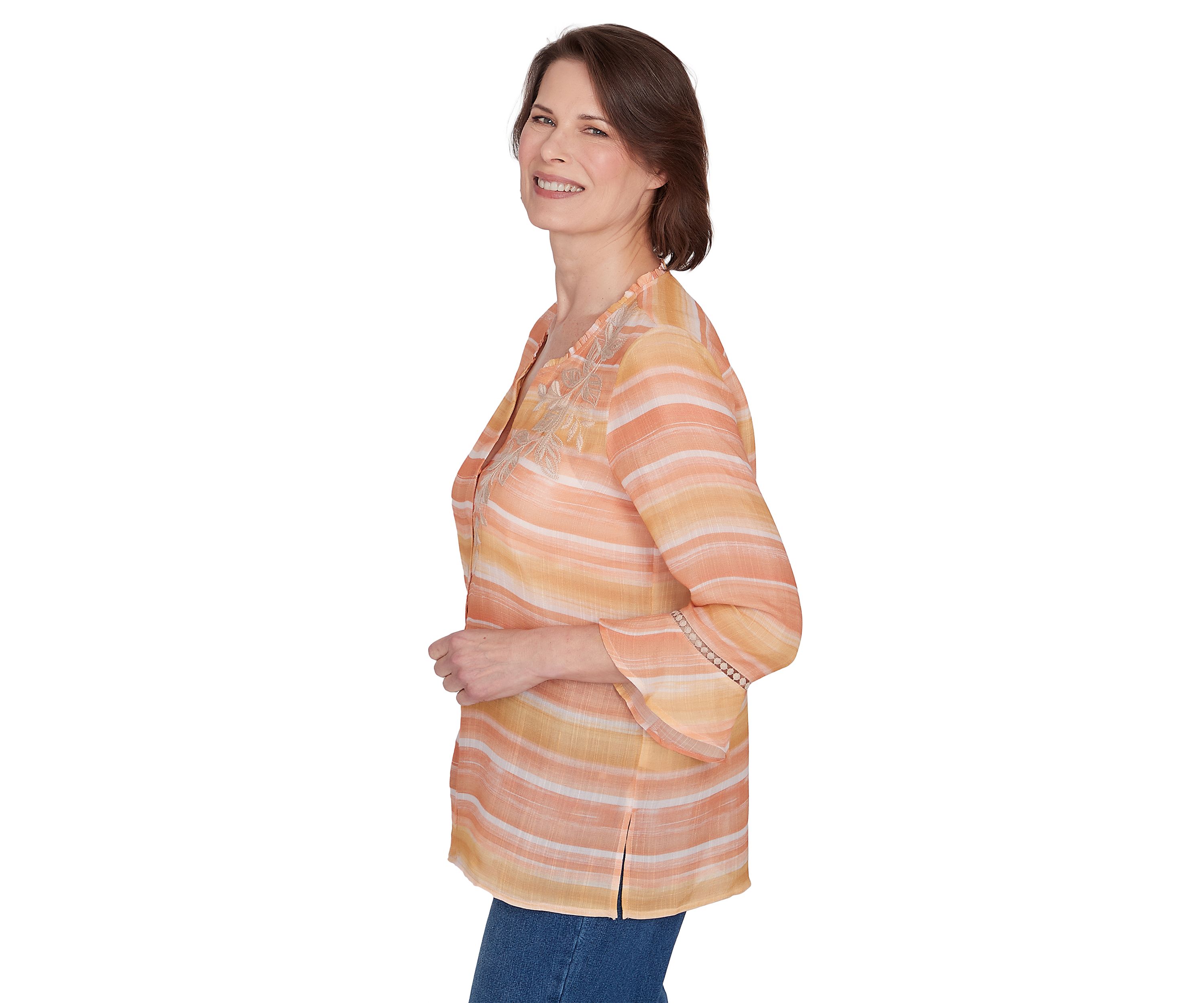 Womens Scottsdale Embroidered Stripe Top