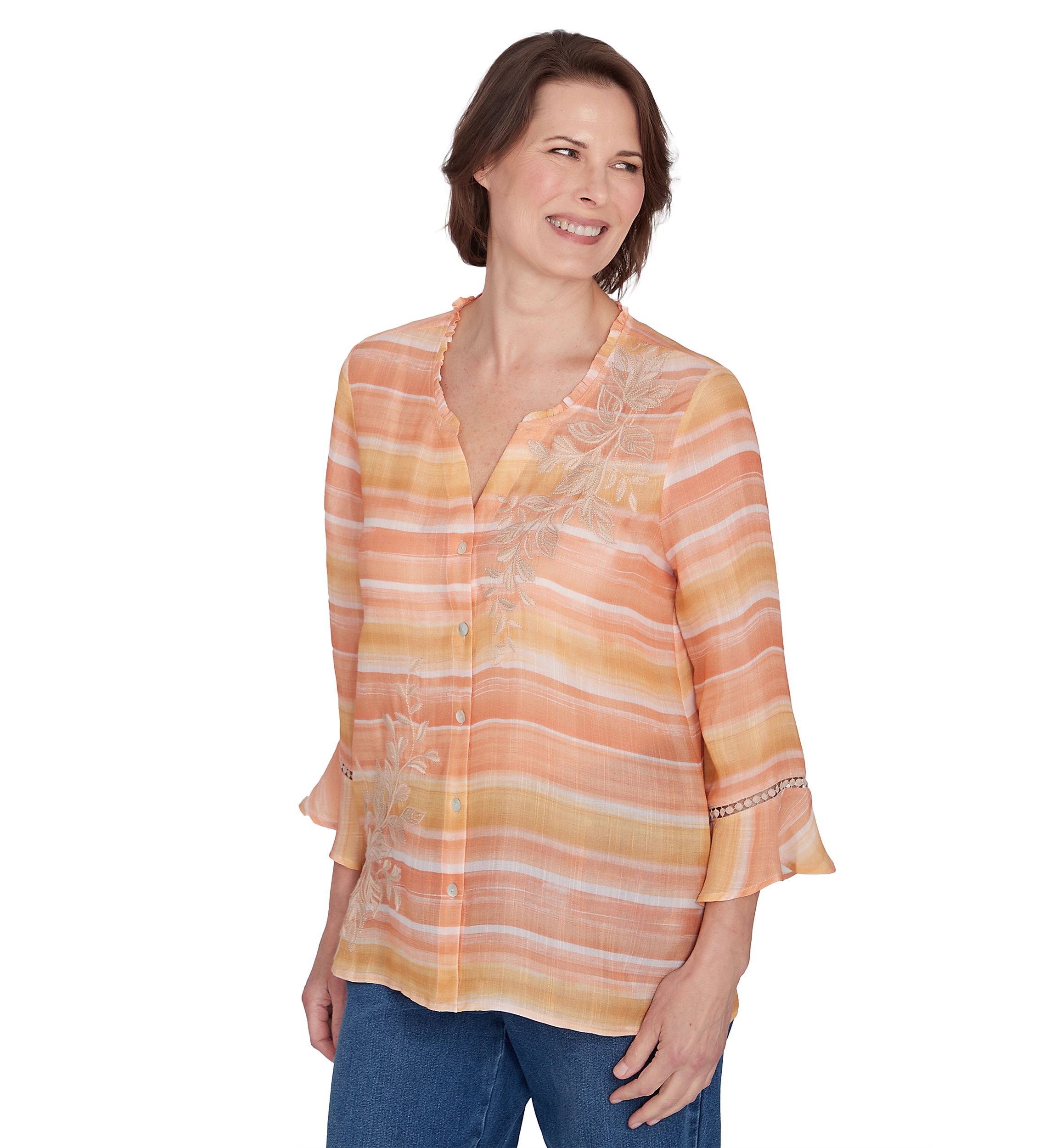 Womens Scottsdale Embroidered Stripe Top