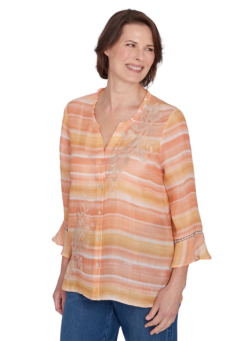 Womens Scottsdale Embroidered Stripe Top