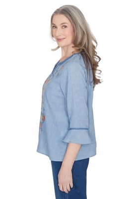 Women's Scottsdale Embroidered Scroll Center Blouse