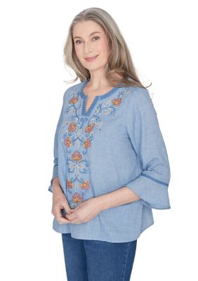 Women's Scottsdale Embroidered Scroll Center Blouse