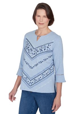 Women's Scottsdale Chevron Floral Embroidery Top