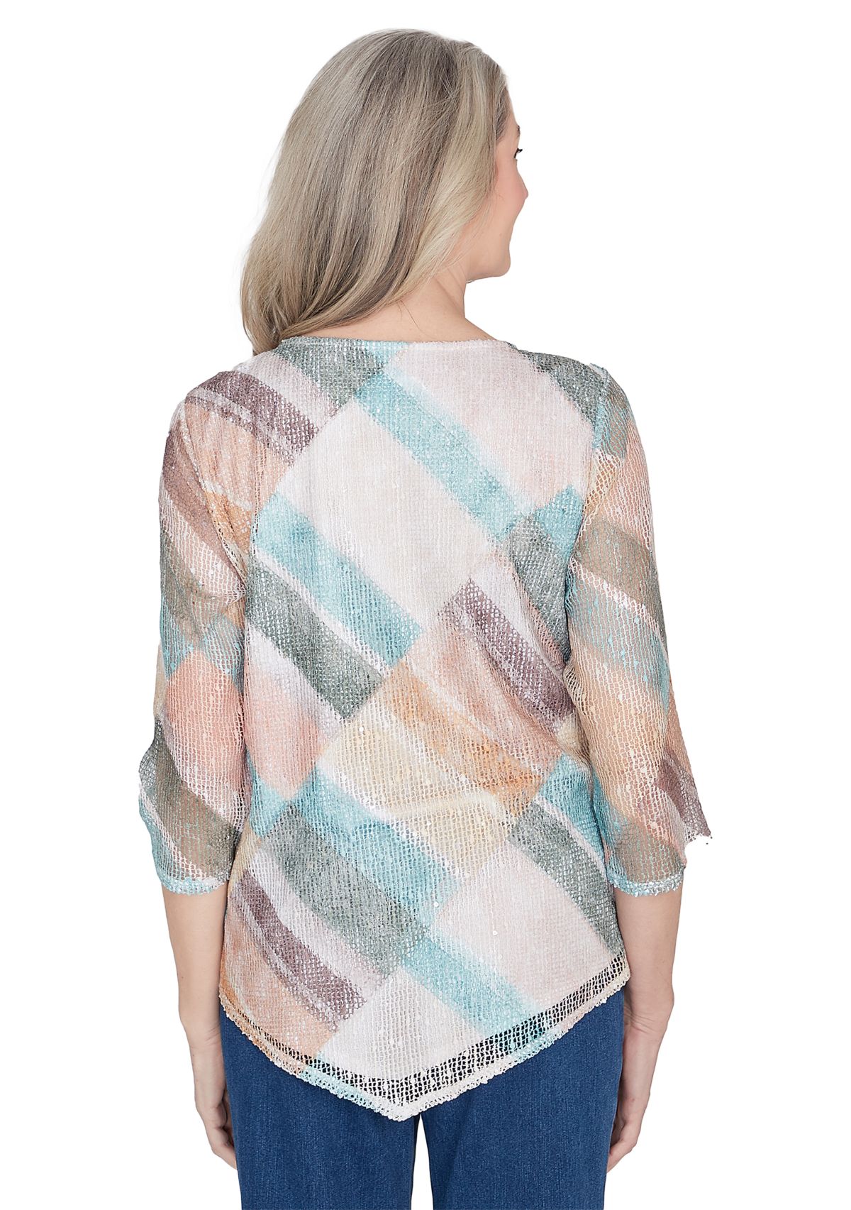 Womens Scottsdale Stained Glass Popcorn Knit Top