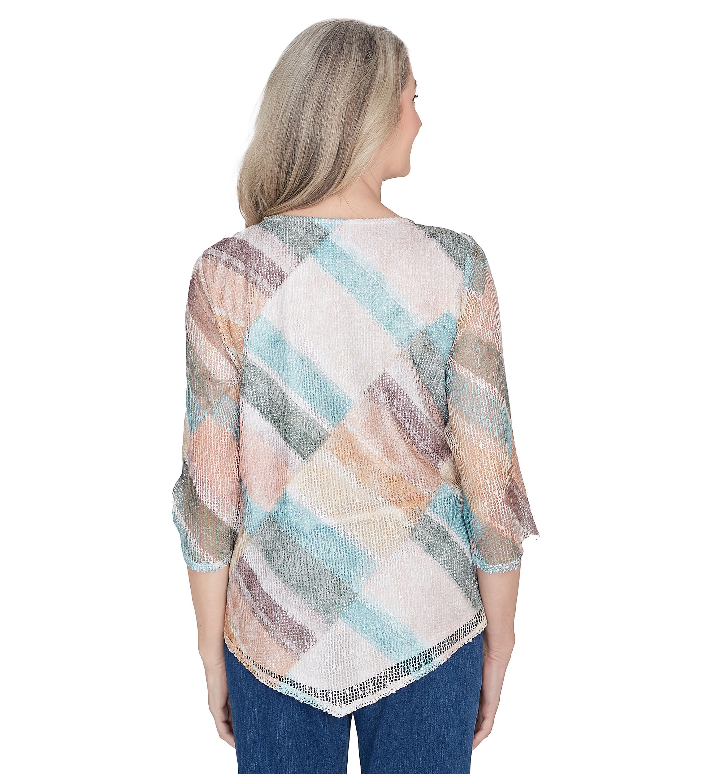 Womens Scottsdale Stained Glass Popcorn Knit Top