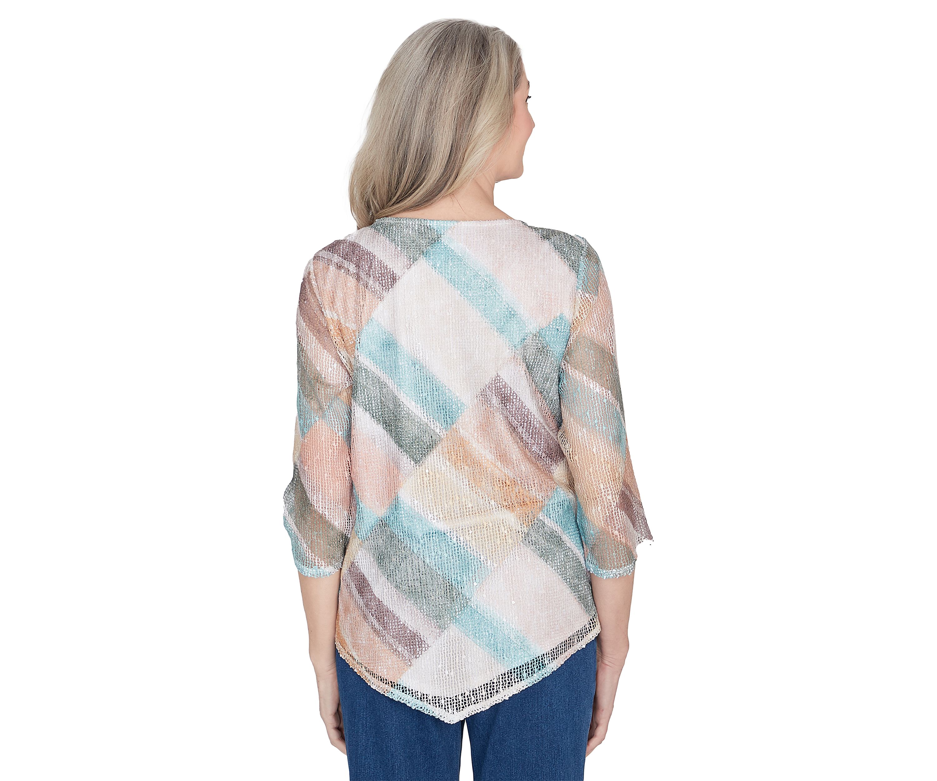 Womens Scottsdale Stained Glass Popcorn Knit Top
