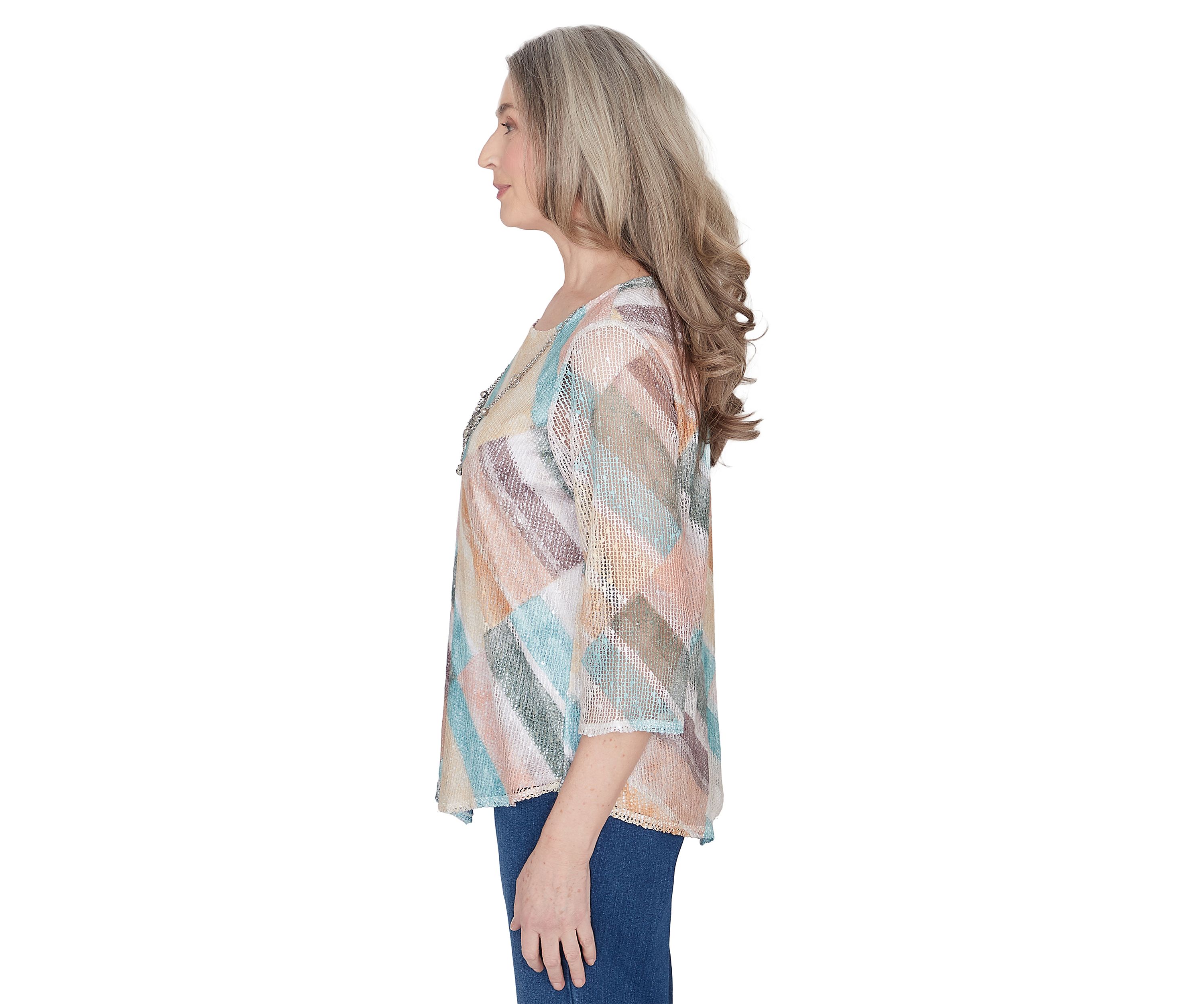 Womens Scottsdale Stained Glass Popcorn Knit Top