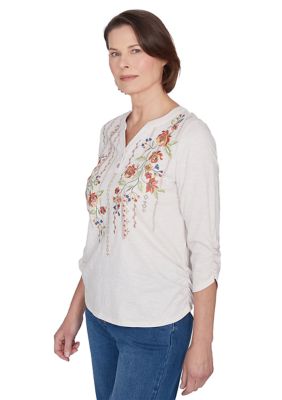 Women's Scottsdale Floral Embroidery Yoke Top