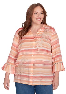 Plus Scottsdale Embroidered Stripe Top