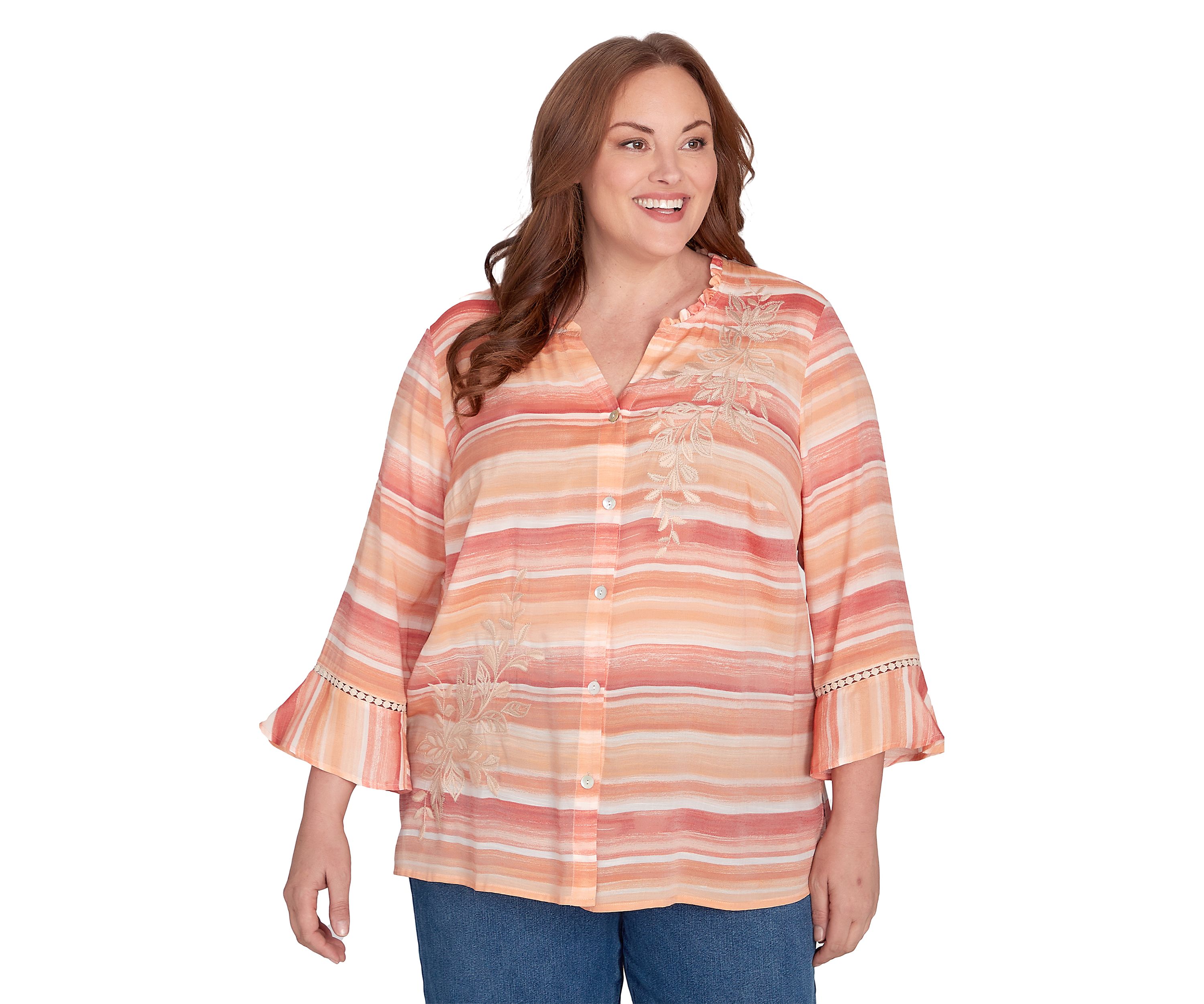 Plus Size Scottsdale Embroidered Stripe Top