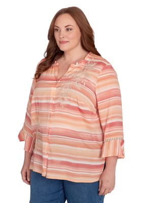 Plus Scottsdale Embroidered Stripe Top