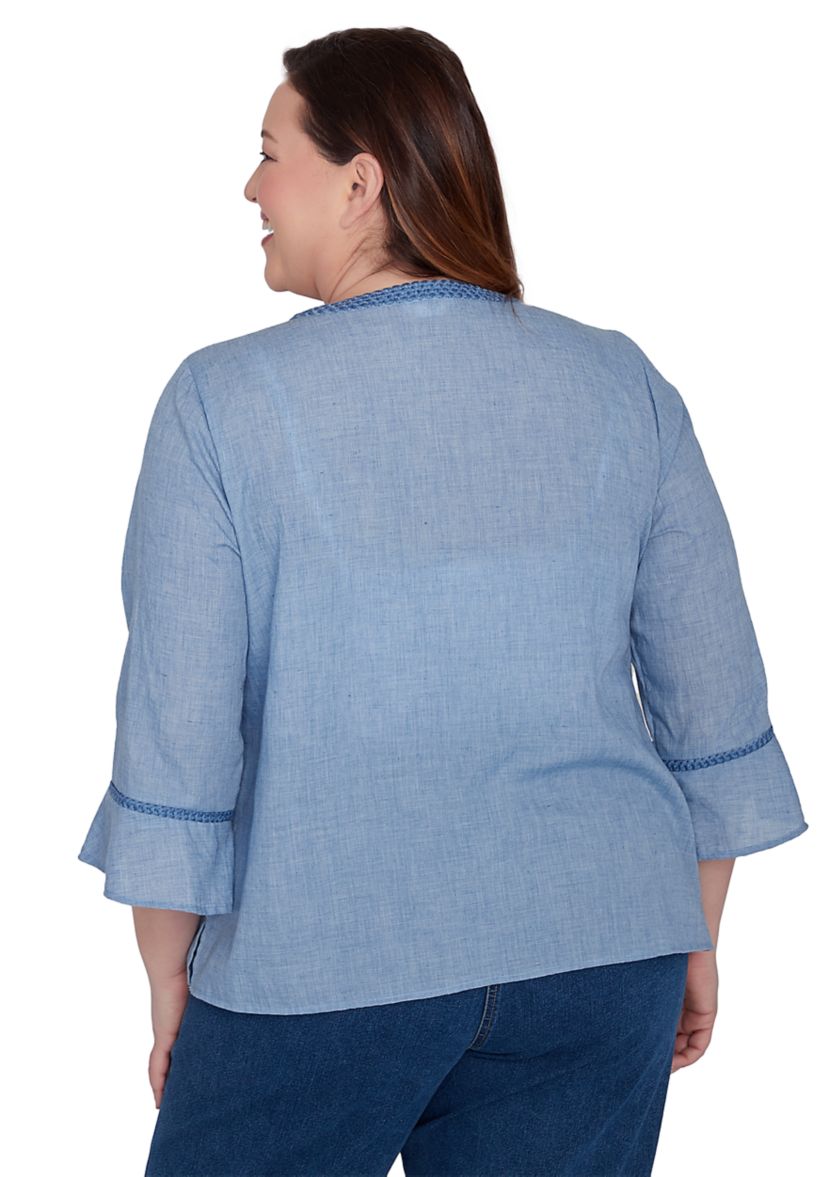 Plus Size Scottsdale Embroidered Scroll Center Blouse