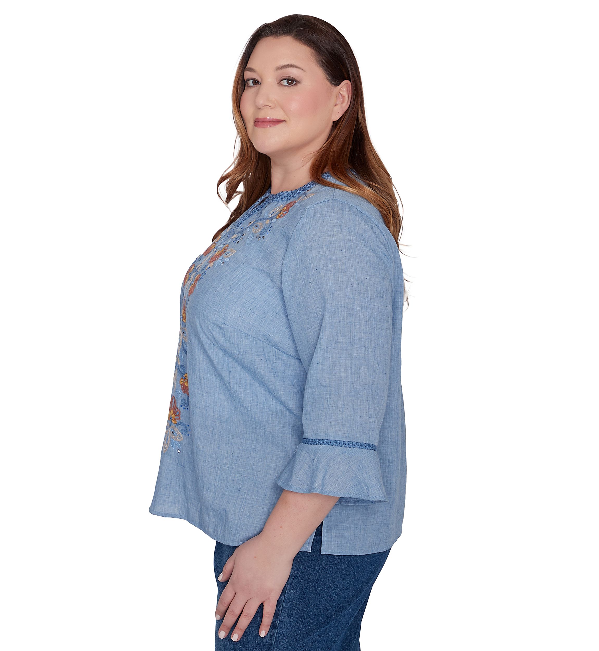 Plus Size Scottsdale Embroidered Scroll Center Blouse