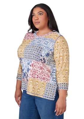 Plus Scottsdale Batik Patchwork Top