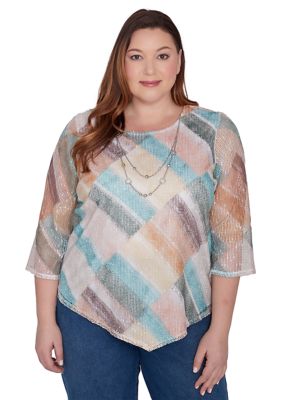 Plus Scottsdale Stained Glass Popcorn Knit Top
