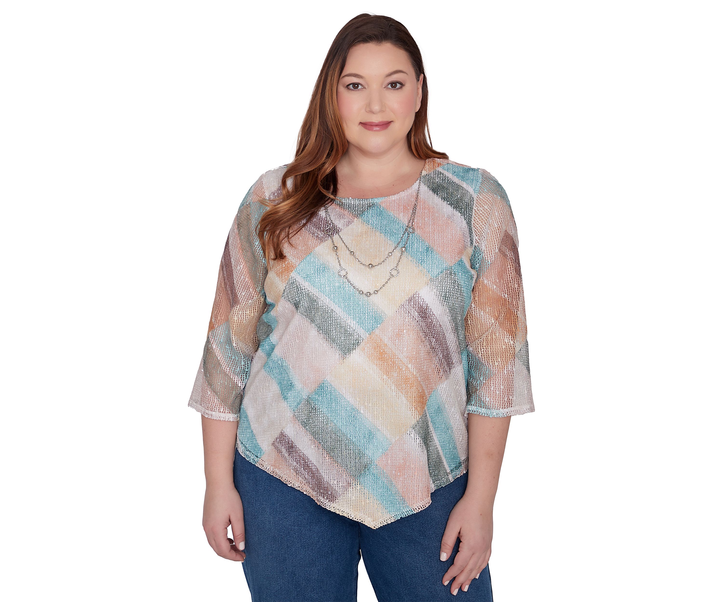 Plus Size Scottsdale Stained Glass Popcorn Knit Top