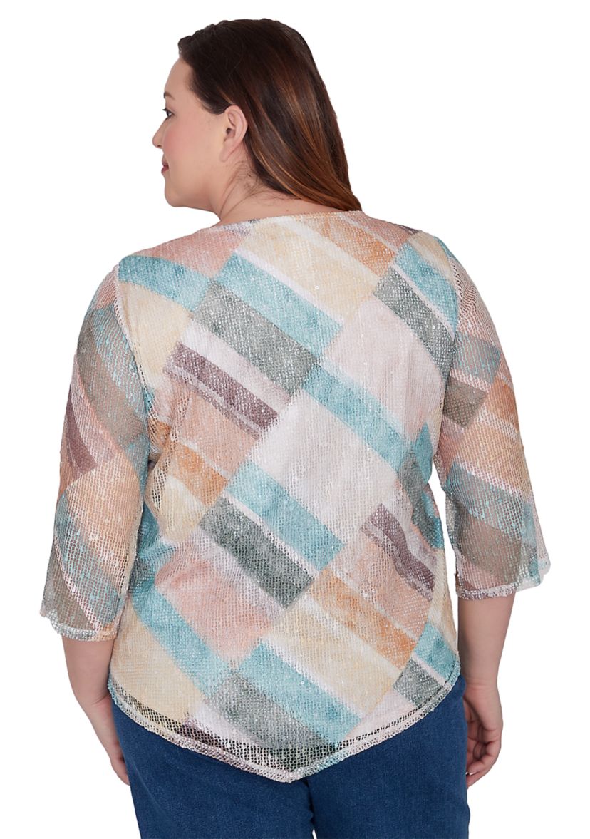 Plus Size Scottsdale Stained Glass Popcorn Knit Top