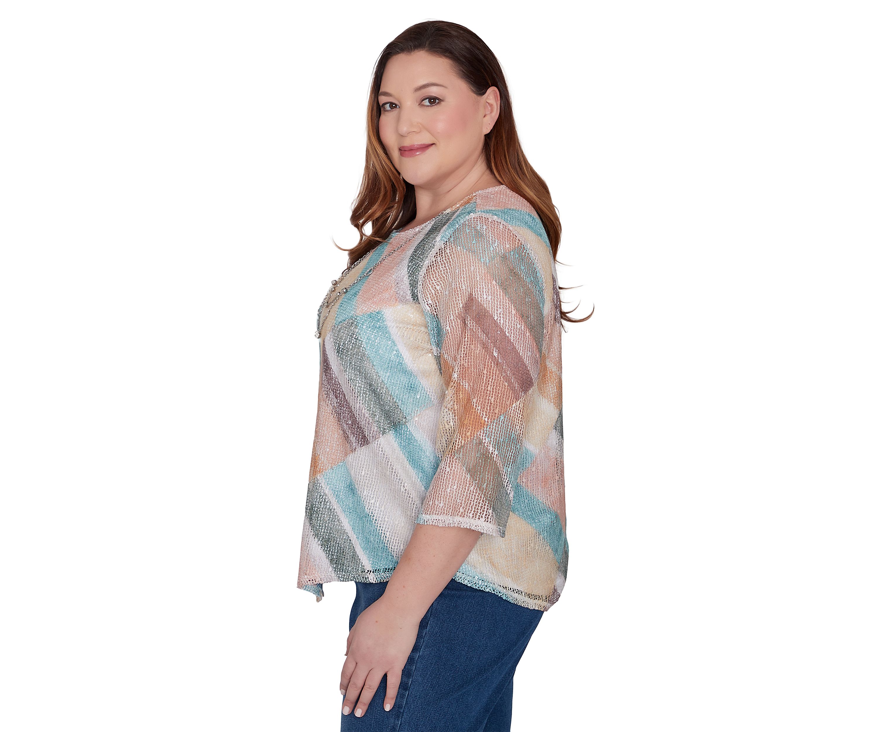 Plus Size Scottsdale Stained Glass Popcorn Knit Top