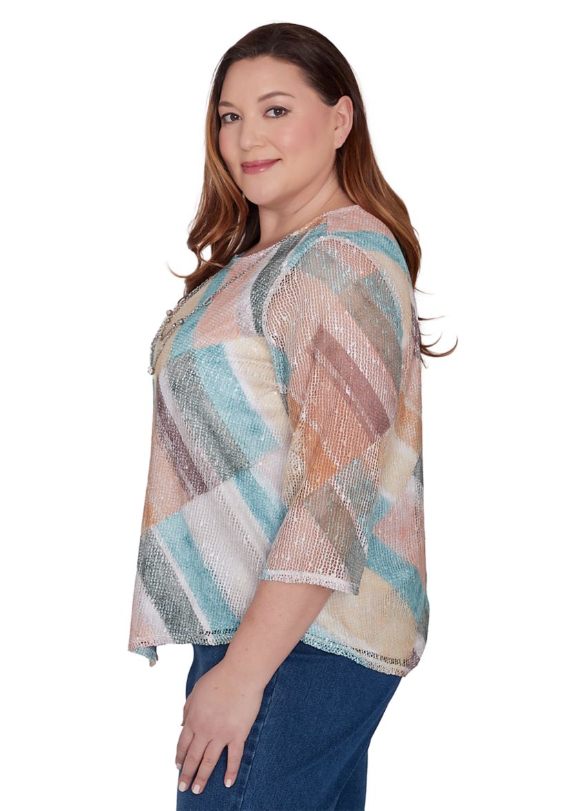 Plus Size Scottsdale Stained Glass Popcorn Knit Top