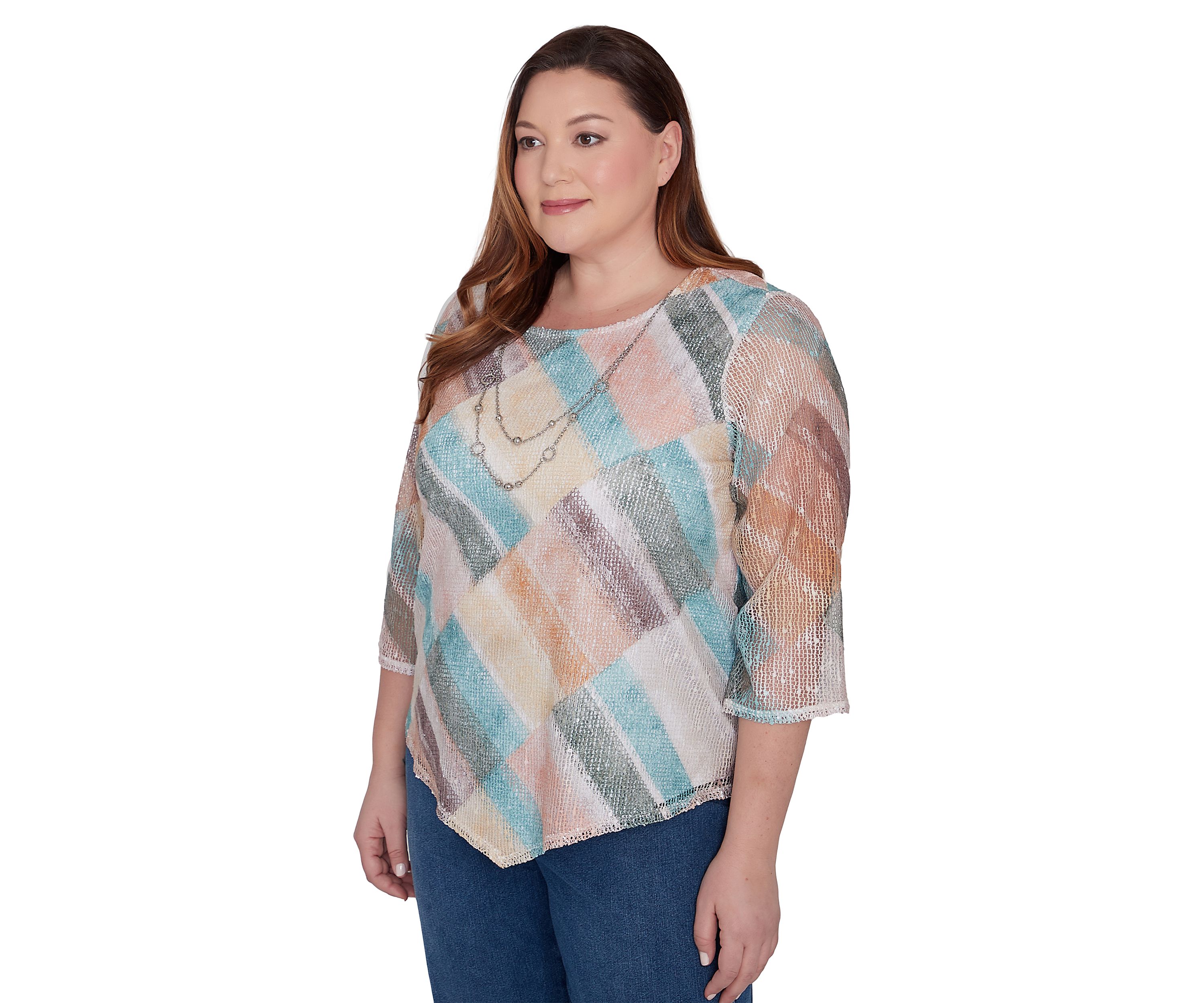 Plus Size Scottsdale Stained Glass Popcorn Knit Top