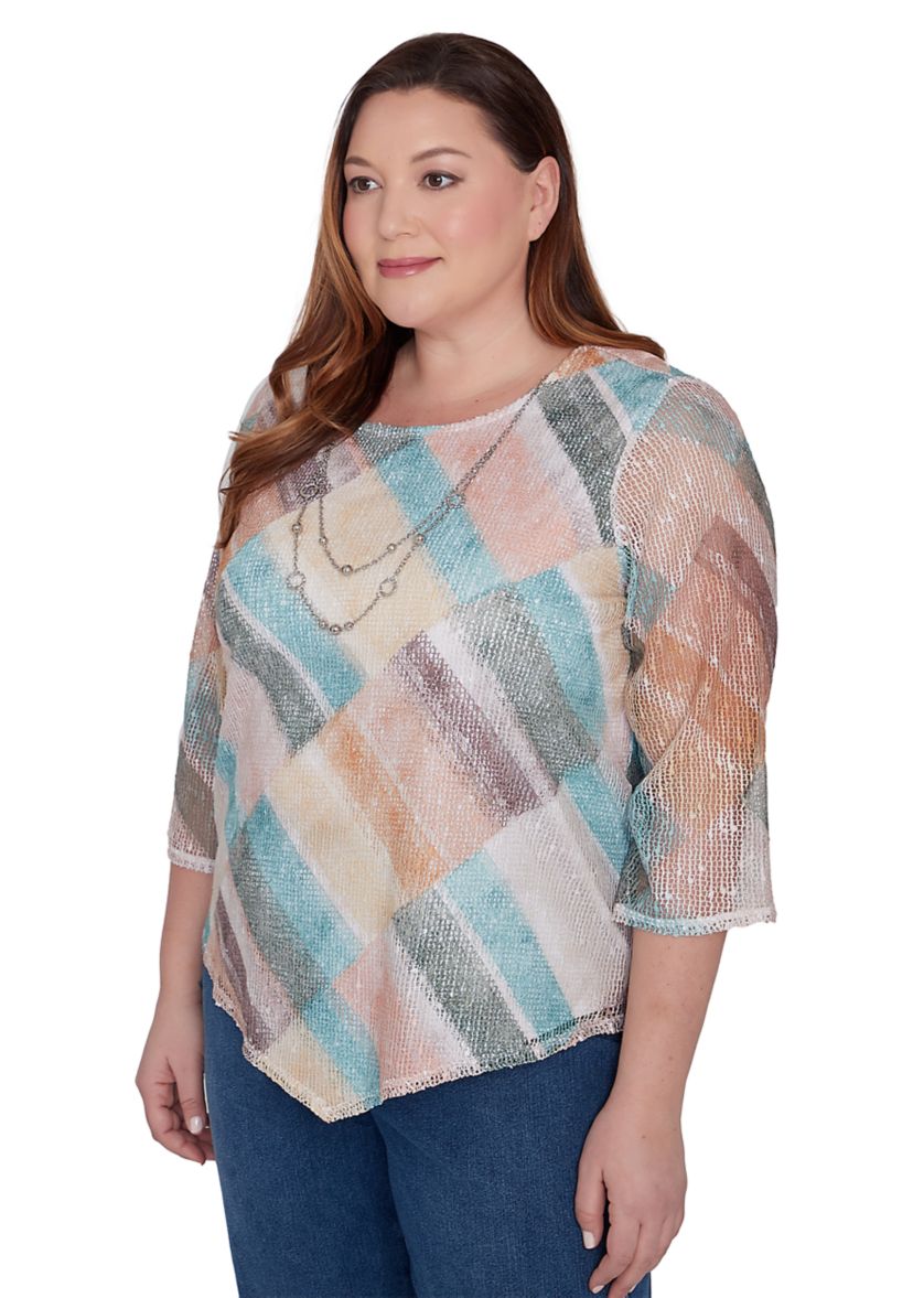 Plus Size Scottsdale Stained Glass Popcorn Knit Top