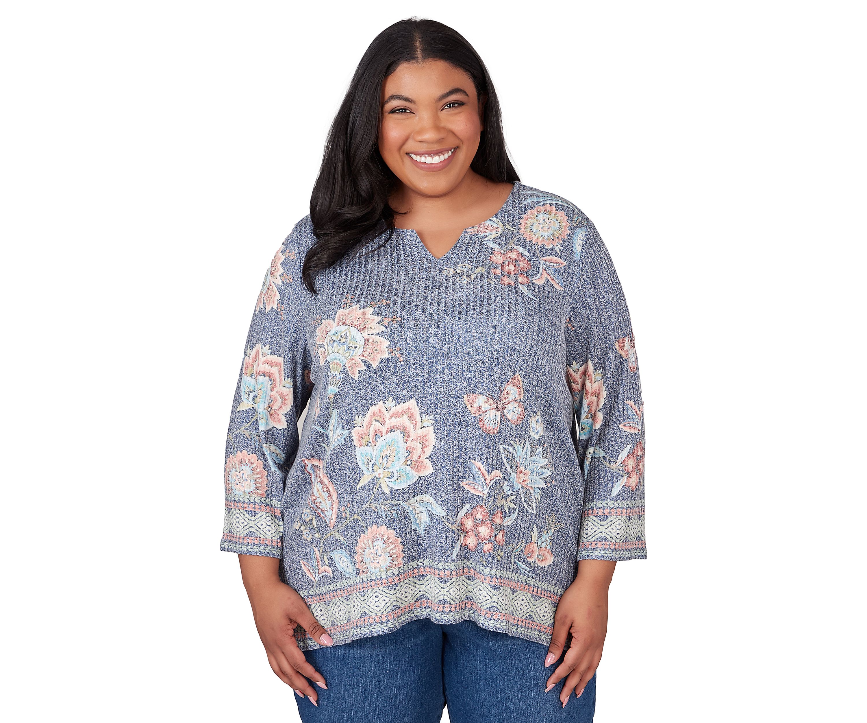 Plus Size Scottsdale Floral Border Top