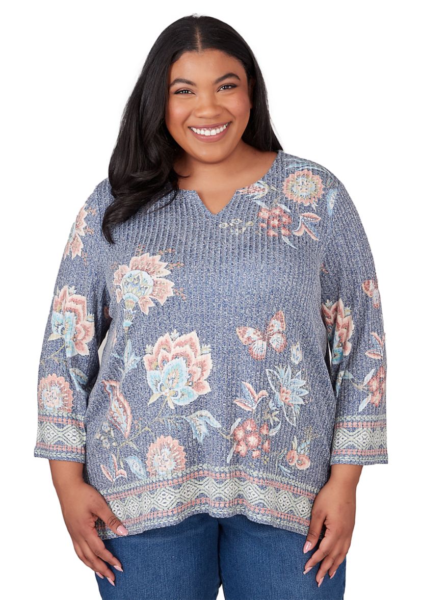 Plus Size Scottsdale Floral Border Top