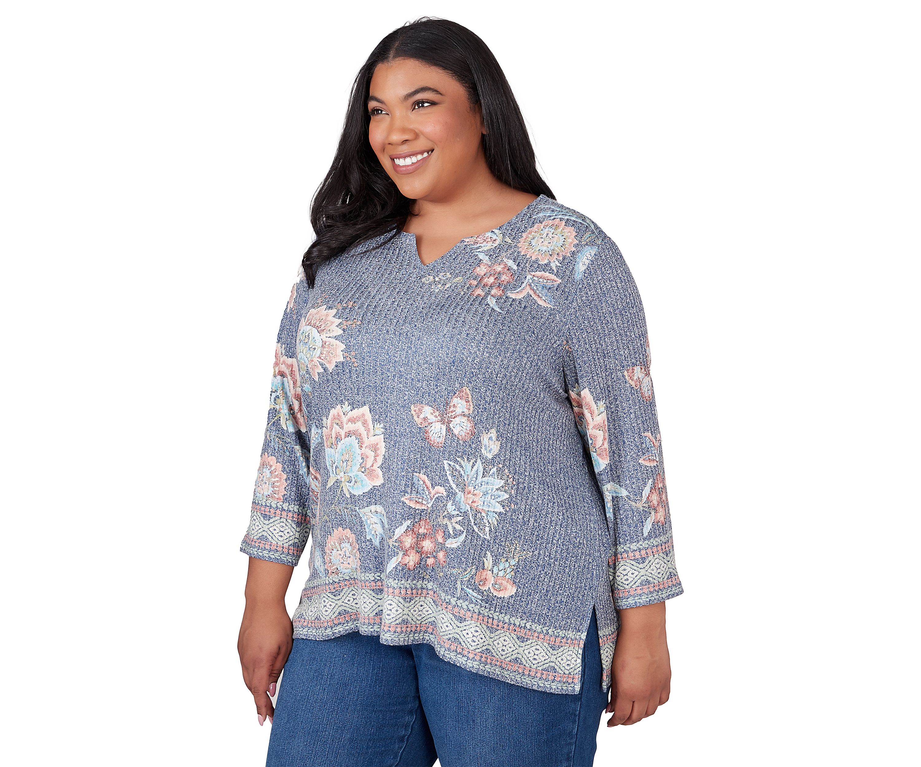 Plus Size Scottsdale Floral Border Top