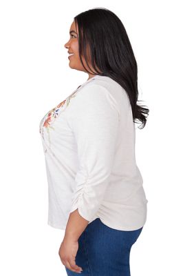 Plus Scottsdale Floral Embroidery Yoke Top