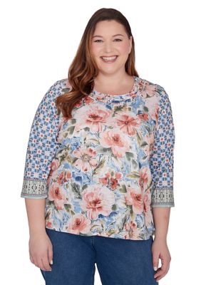 Plus Scottsdale Floral Geometric Print Top