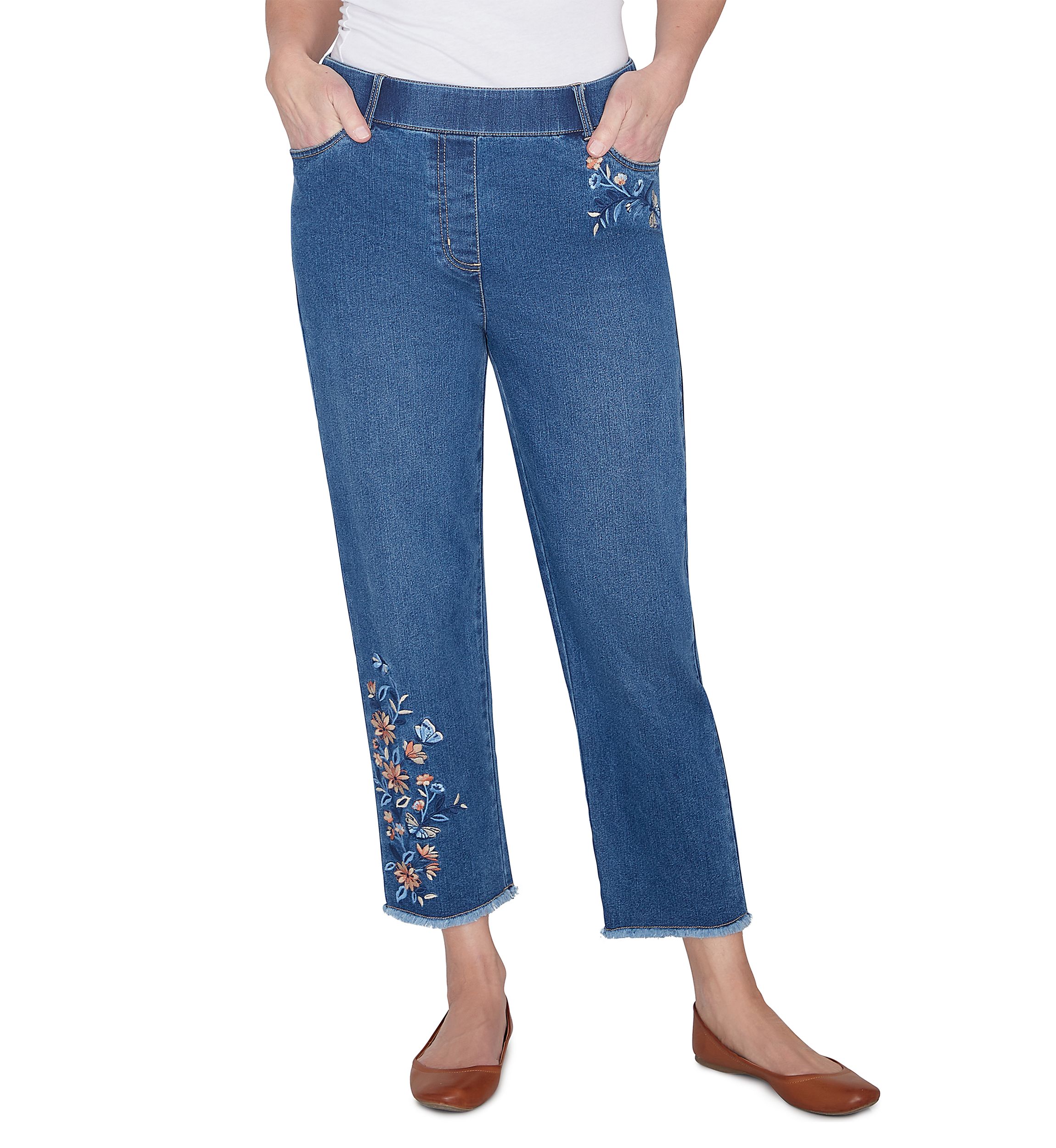 Petite Scottsdale Embroidered Fringe Ankle Pants