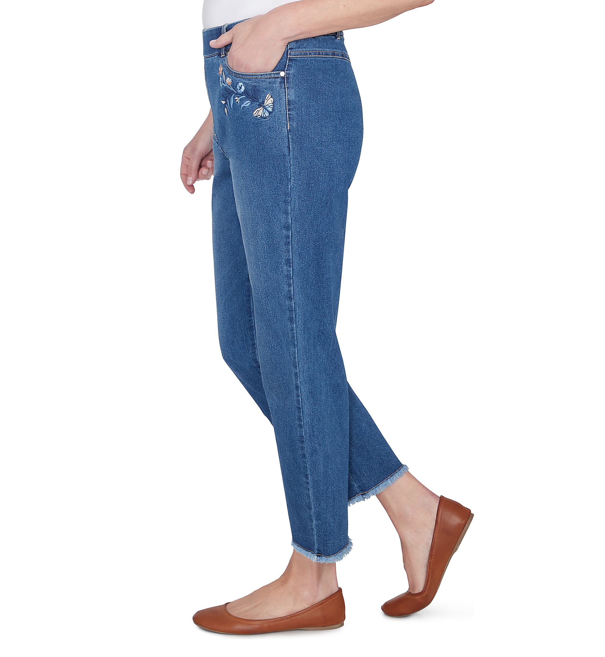 Petite Scottsdale Embroidered Fringe Ankle Pants