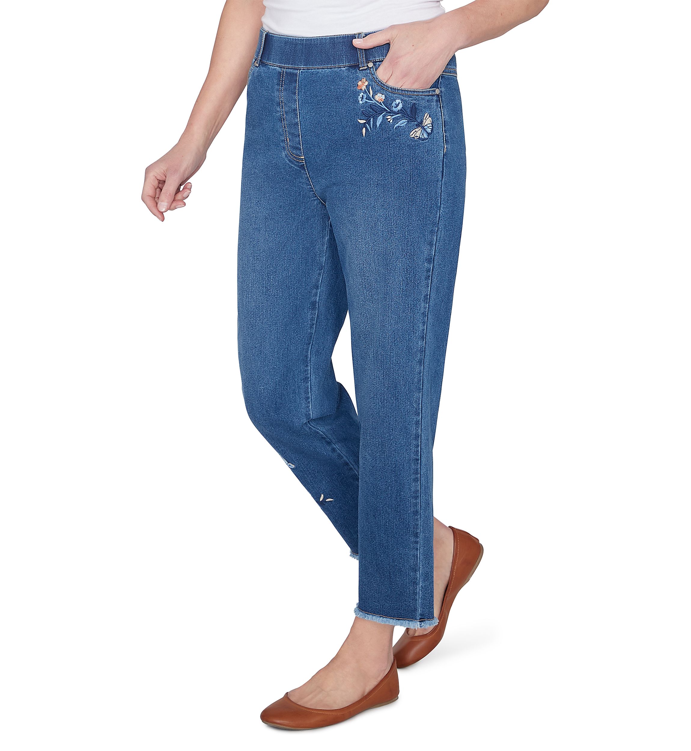 Petite Scottsdale Embroidered Fringe Ankle Pants