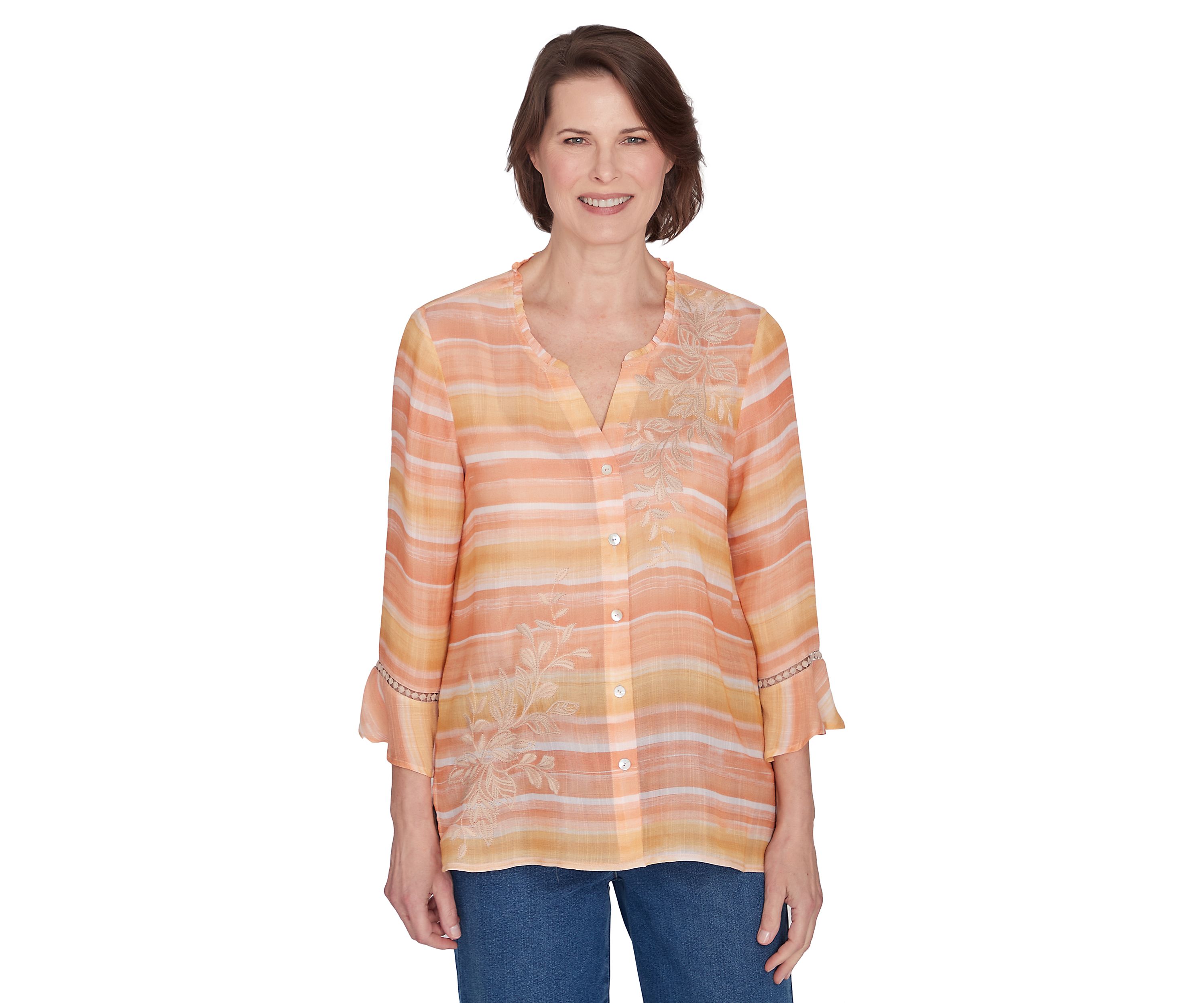 Petite Scottsdale Embroidered Stripe Top 