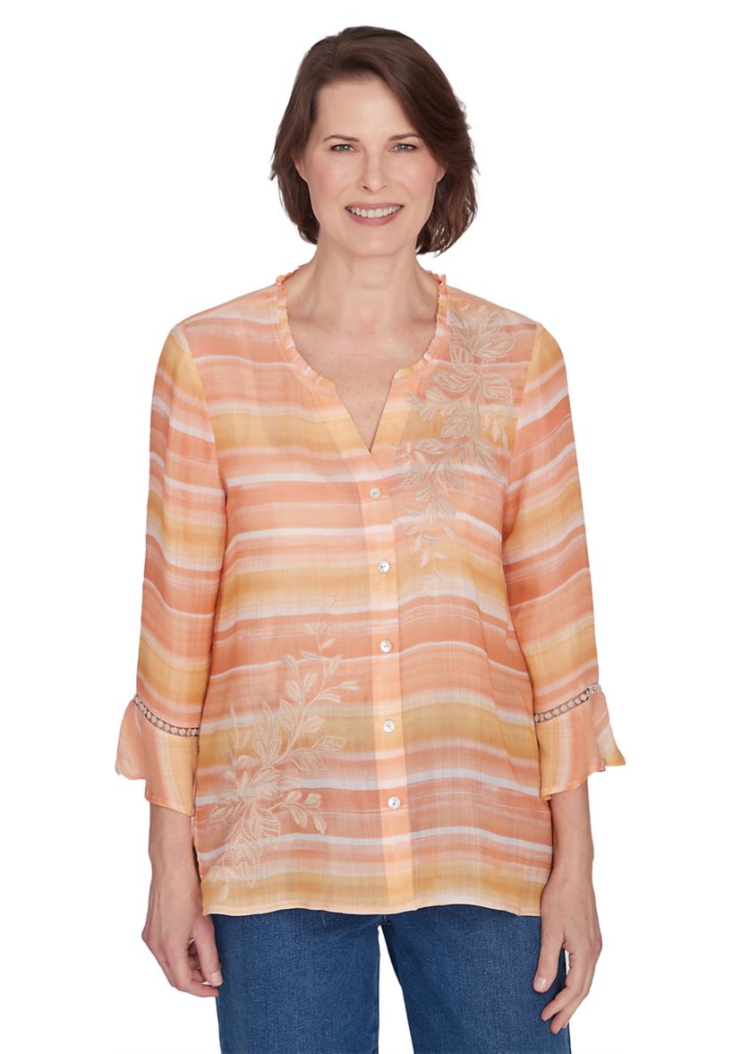 Petite Scottsdale Embroidered Stripe Top 