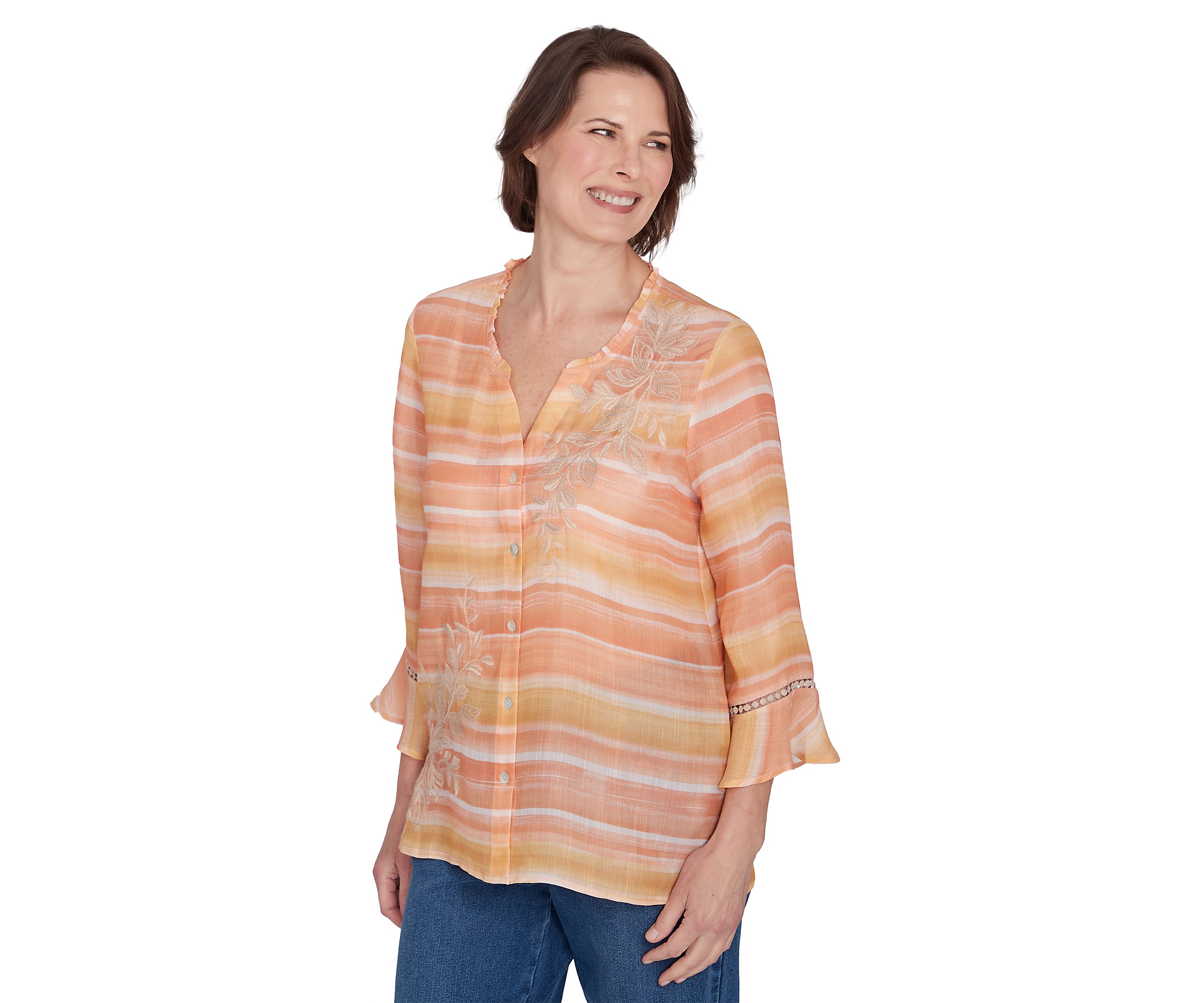 Petite Scottsdale Embroidered Stripe Top 