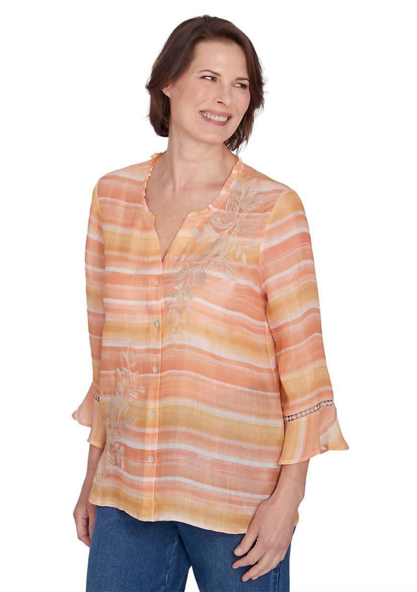 Petite Scottsdale Embroidered Stripe Top 