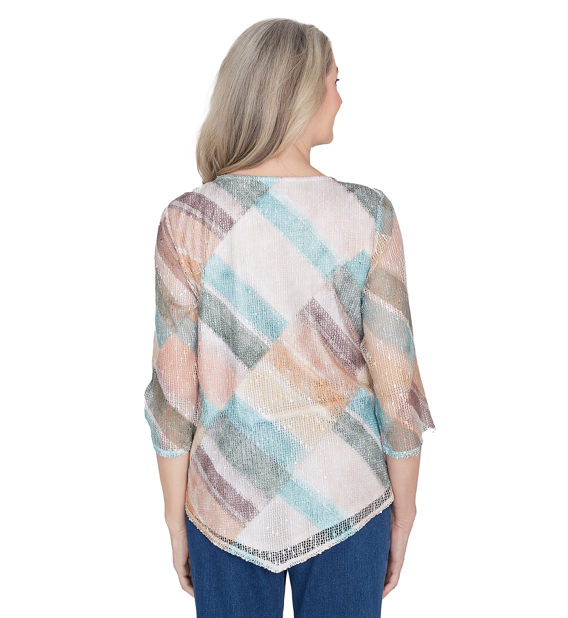 Petite Scottsdale Stained Glass Popcorn Knit Top 