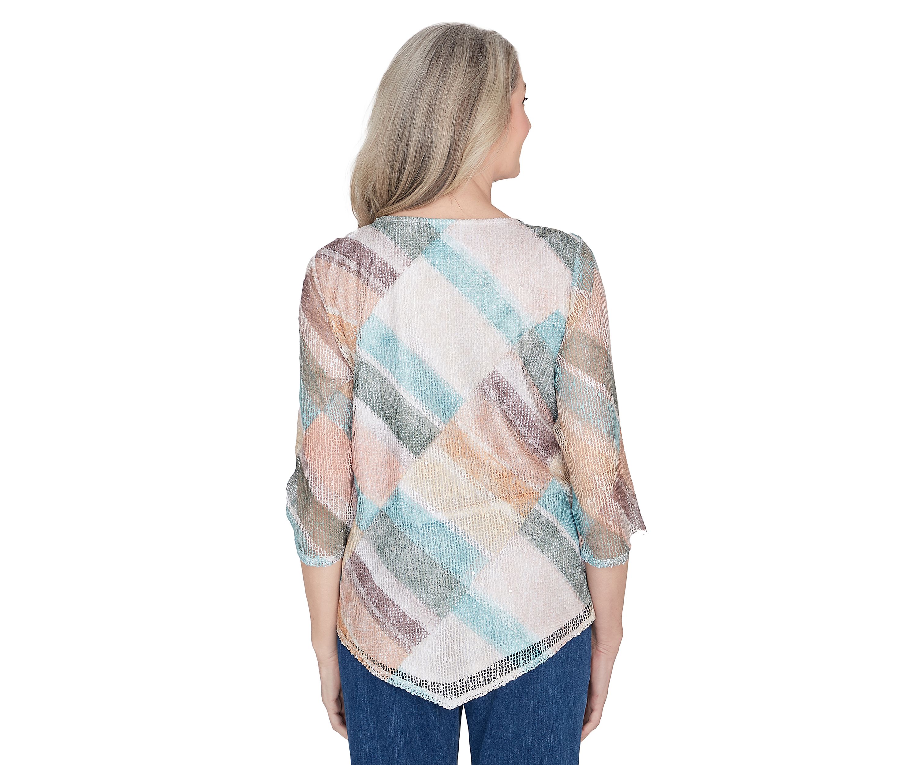 Petite Scottsdale Stained Glass Popcorn Knit Top 