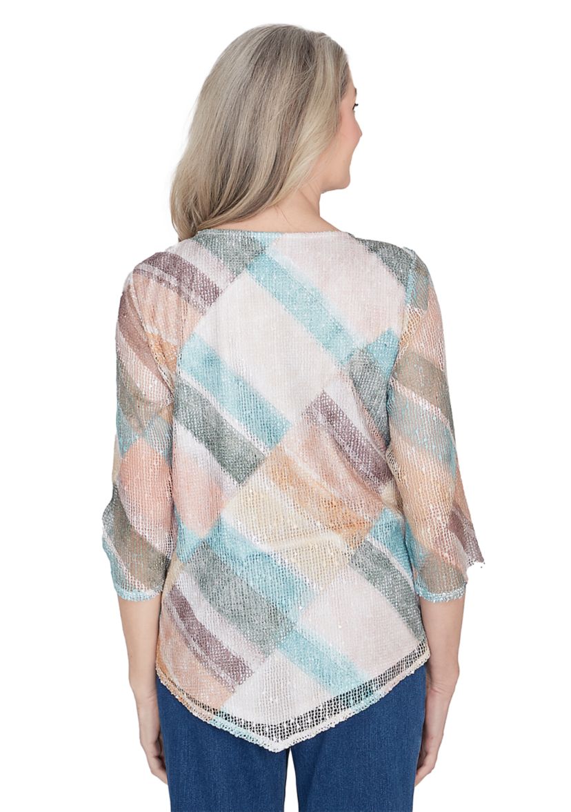 Petite Scottsdale Stained Glass Popcorn Knit Top 