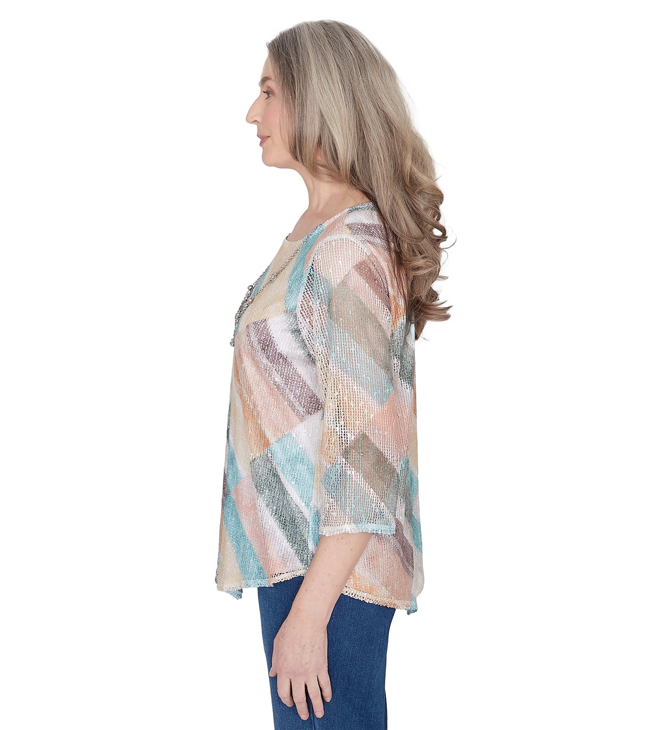Petite Scottsdale Stained Glass Popcorn Knit Top 