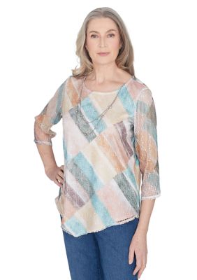 Petite Scottsdale Stained Glass Popcorn Knit Top