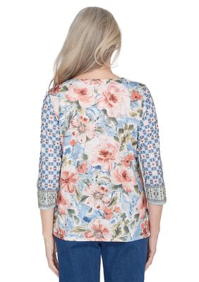 Petite Scottsdale Floral Geo Print Top