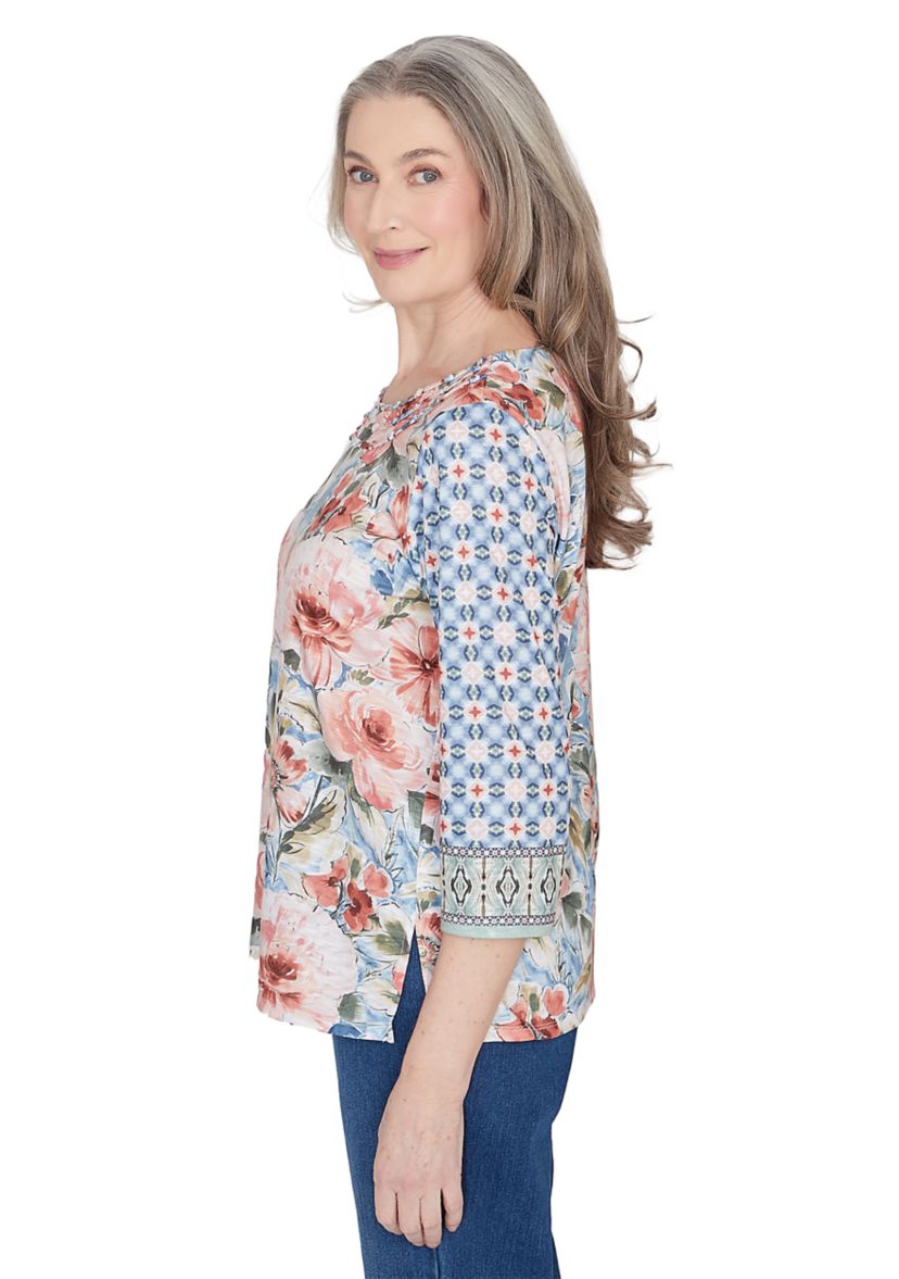 Petite Scottsdale Floral Geo Print Top 