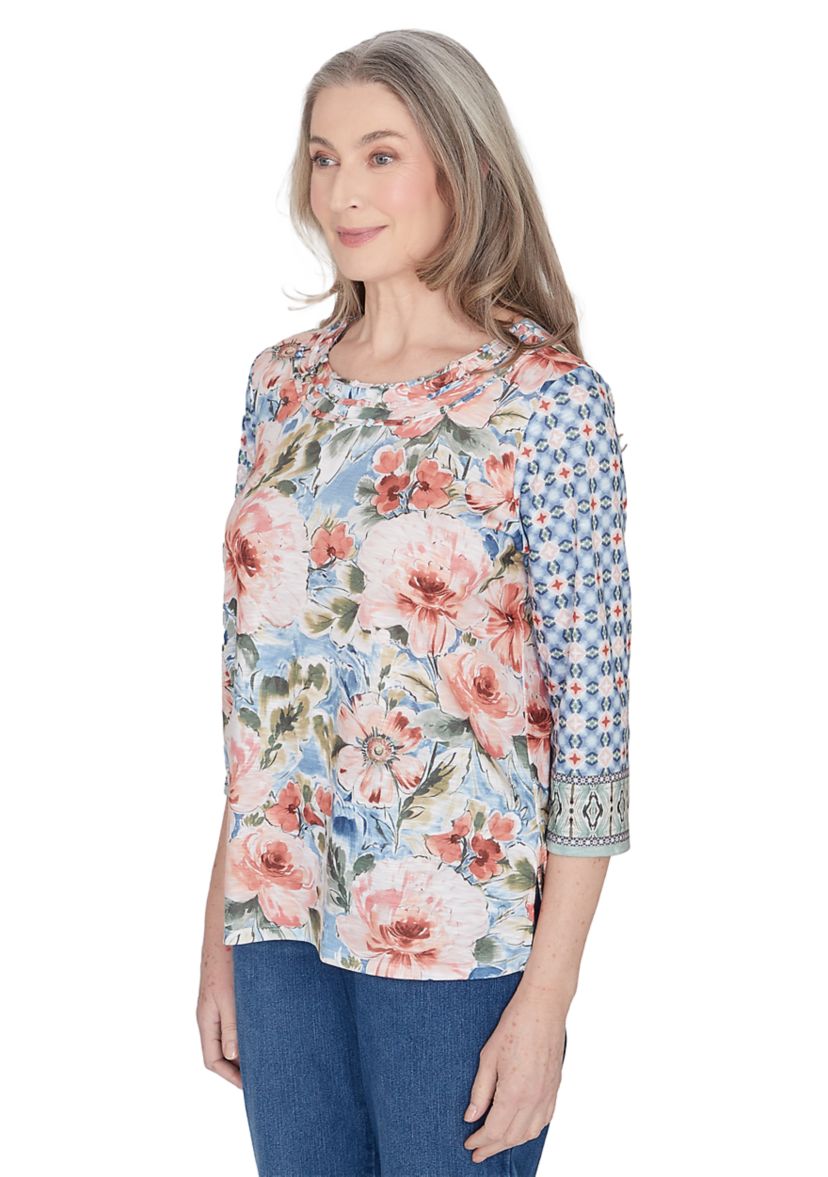 Petite Scottsdale Floral Geo Print Top 